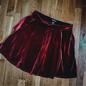 Burgundy Velvet Skater Skirt